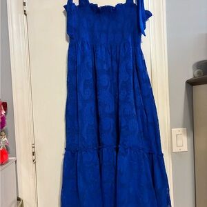 Lilly Pulitzer Royal Blue Paisley Tiered Midi Dress
